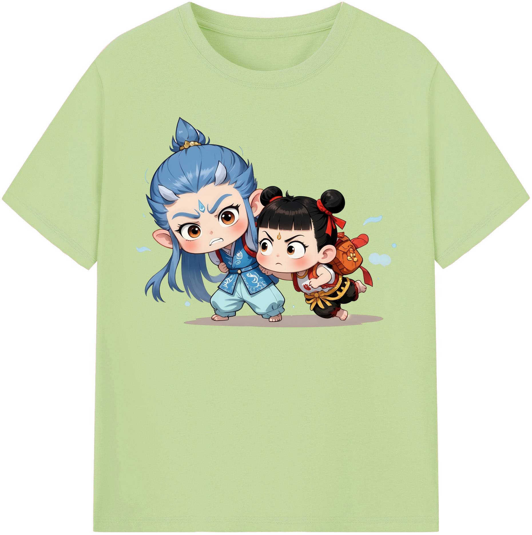 （画像用） Ne Zha 2 ナタ 魔童の大暴れ 綿100％半袖Tシャツ（フロントプリント）